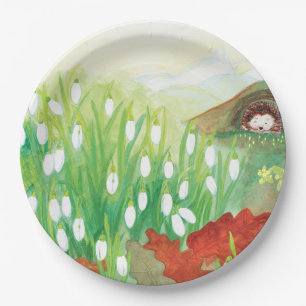 Blooming Snowdrops and a Hedgehog   Paper Plate