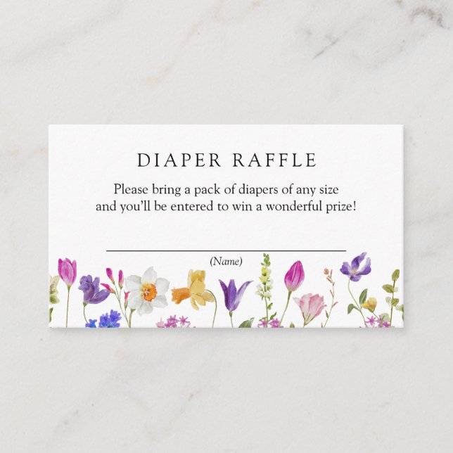Blooming Spring Flowers Diaper Raffle Enclosure Card (Front)
