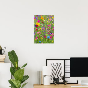 Blooming spring meadow beautiful view poster