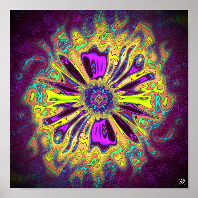 Blooming star-flower v1 patterns pareidolia poster (Front)