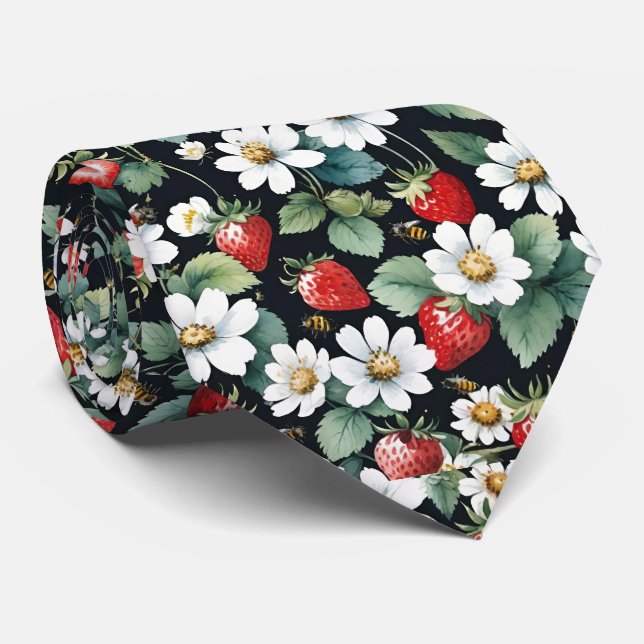 Blooming Strawberry Patch Tie (Rolled)