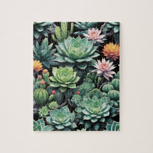 Blooming Succulents and Cactus Jigsaw Puzzle