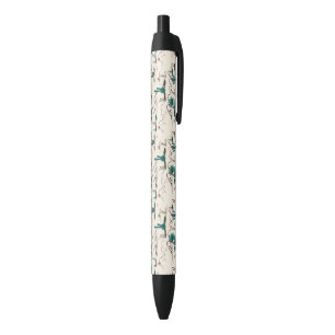 Blooming Succulents Pattern Black Ink Pen