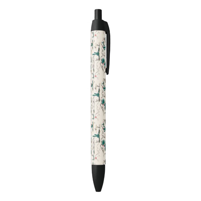 Blooming Succulents Pattern Black Ink Pen (Bottom (Vertical))