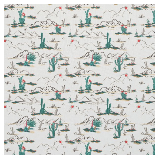 Blooming Succulents Pattern Fabric (Swatch)