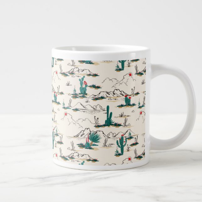 Blooming Succulents Pattern Large Coffee Mug (Right)
