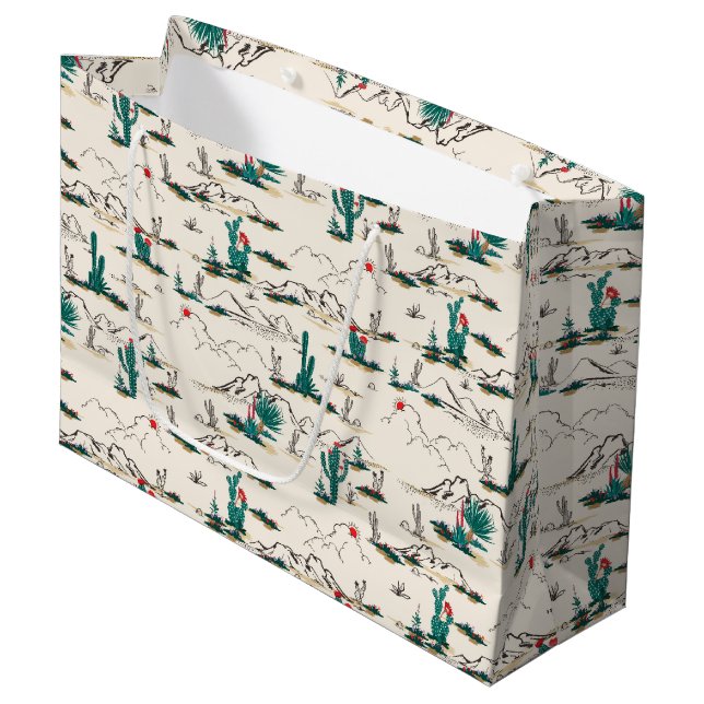 Blooming Succulents Pattern Large Gift Bag (Front Angled)