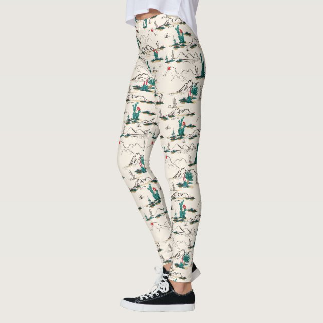 Blooming Succulents Pattern Leggings (Left)