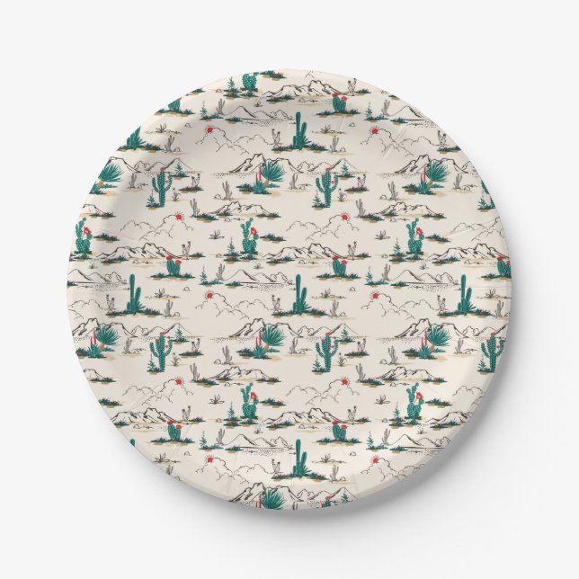 Blooming Succulents Pattern Paper Plate (Front)
