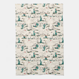 Blooming Succulents Pattern Tea Towel