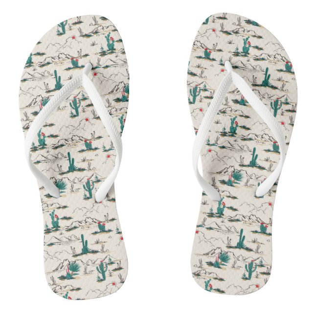 Blooming Succulents Pattern Thongs (Footbed)