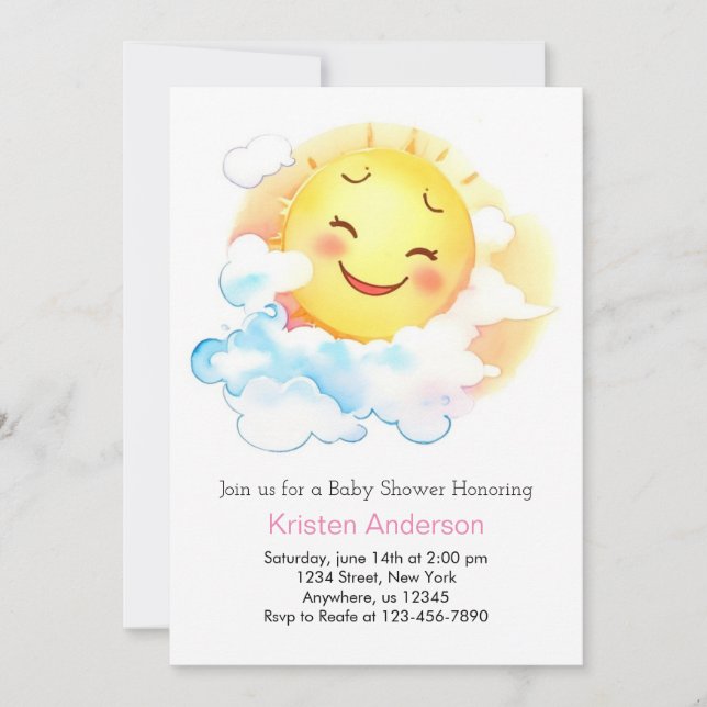 Blooming Sunshine Baby Girl Shower Invitation (Front)