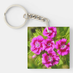 Blooming Sweet William Flowers Key Ring