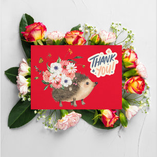 Blooming Thanks with a Charming Hedgehog Thank You Card