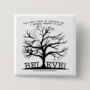 Blooming Tree 15 Cm Square Badge