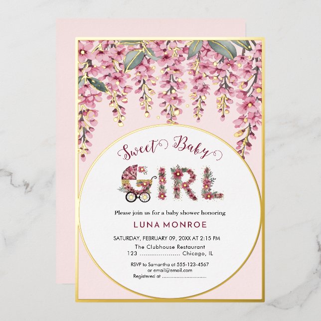 Blooming Tree Baby Shower Foil Invitation (Front/Back)