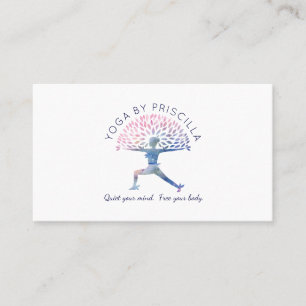 Blooming Tree Woman Yoga Pose Logo Business Card