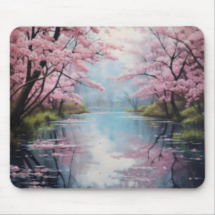 Blooming Trees Spring River Mouse Pad