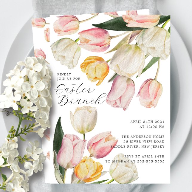 Blooming Tulips Easter Brunch Invitation (Creator Uploaded)