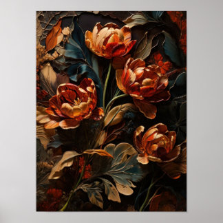 Blooming tulips - flowers digital art poster