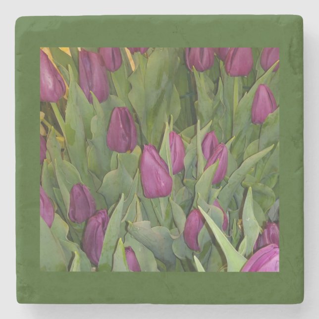 Blooming Tulips Stone Coaster (Front)