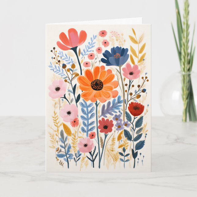 Blooming Uplifting Wild Flower Folded Card (Front)