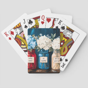Blooming Vintage Country Hydrangea Trio Playing Cards