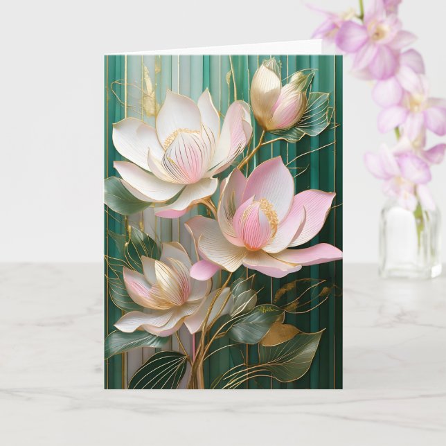Blooming Wallpaper Japanese Magnolia Art Card (Orchid)