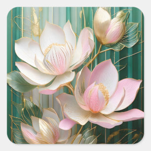 Blooming Wallpaper Japanese Magnolia Art Square Sticker