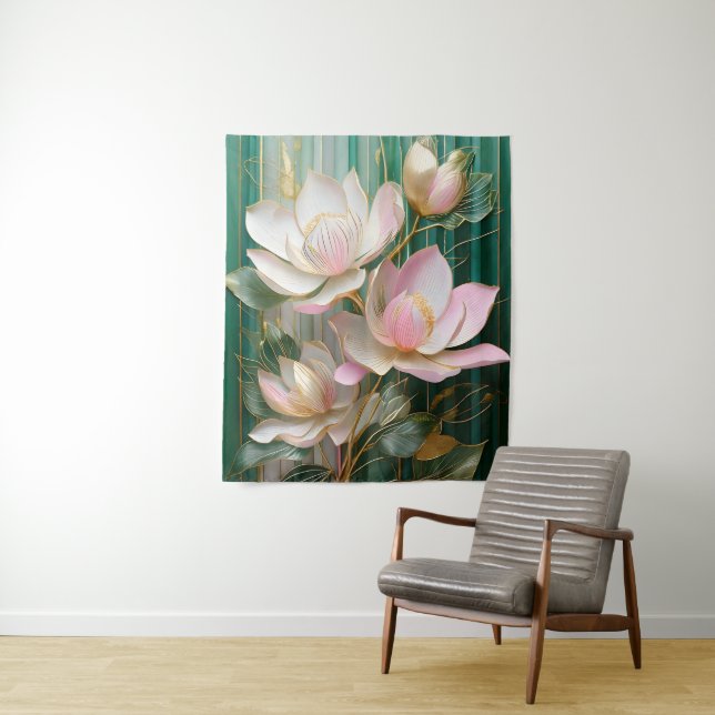 Blooming Wallpaper Japanese Magnolia Art Tapestry (In Situ)