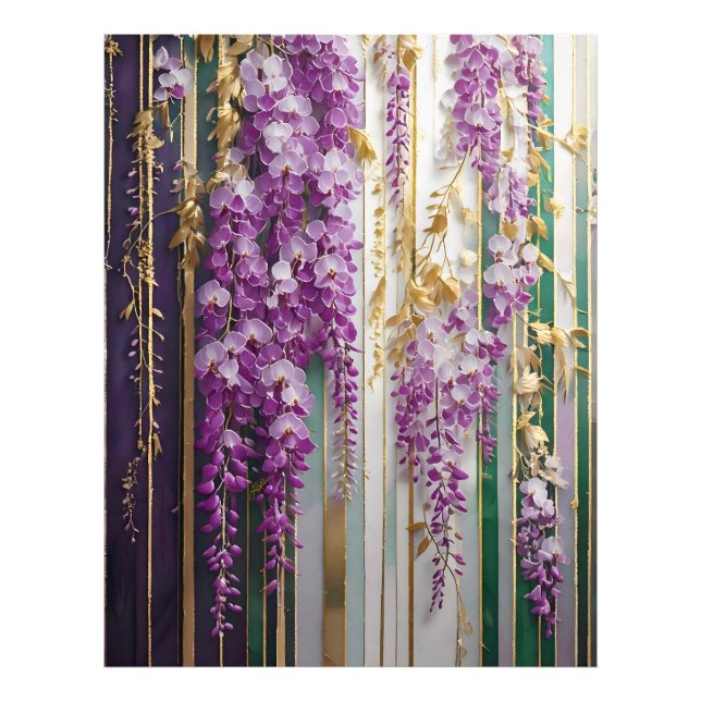 Blooming Wallpaper Violet Gold Wisteria Photo Print (Front)