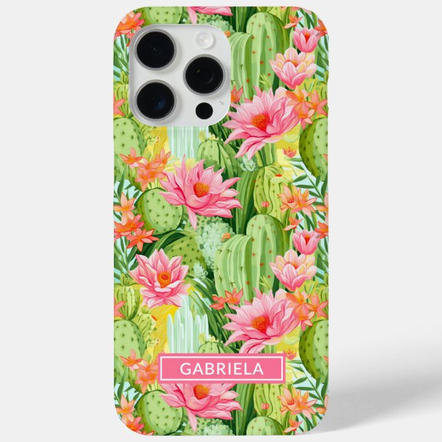 Blooming Watercolor Cacti Personalised Case-Mate iPhone Case (Back)