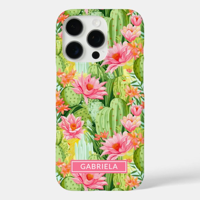 Blooming Watercolor Cacti Personalised Case-Mate iPhone Case (Back)