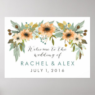 Blooming Watercolor Welcome Poster