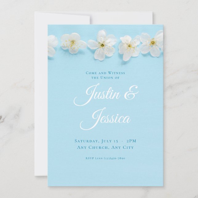Blooming White Flowers Wedding Invitation (Front)