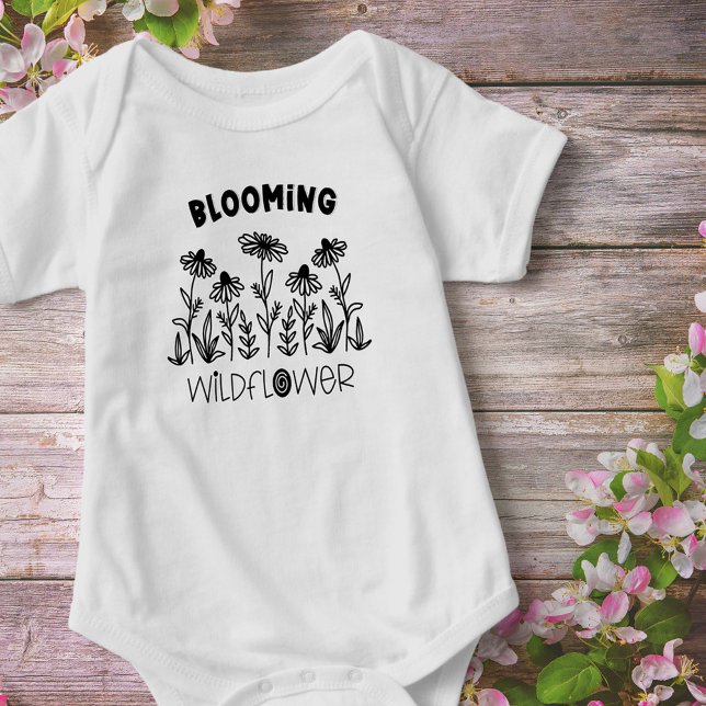 Blooming Wildflower Black White Matching Mummy Me Baby Bodysuit (Creator Uploaded)
