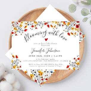 Blooming With Love Chic Flowery Baby Shower Invitation
