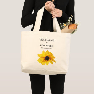 BLOOMING YELLOW PERRINIALS FLORAL COTTON BEACH LARGE TOTE BAG