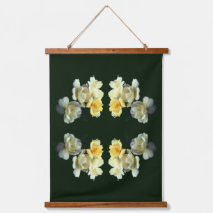 Blooming Yellow Roses Abstract Hanging Tapestry