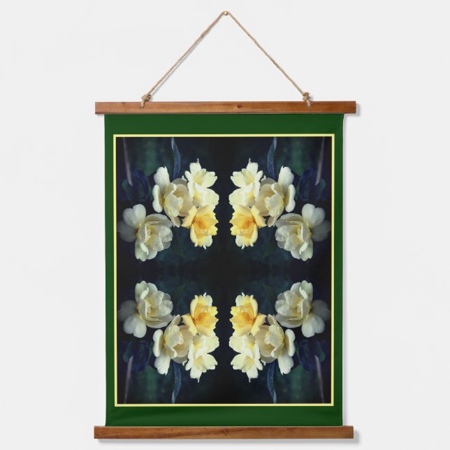 Blooming Yellow Roses Abstract Hanging Tapestry (Front)