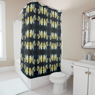 Blooming Yellow Roses Abstract Pattern Shower Curtain