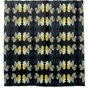 Blooming Yellow Roses Abstract Pattern Shower Curtain