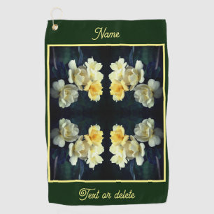 Blooming Yellow Roses Abstract Personalised Golf Towel