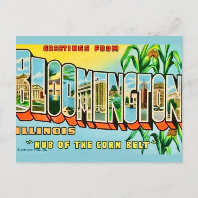 Bloomington IL Greetings Postcard (Front)