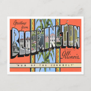 Bloomington, Illinois Vintage Big Letters Postcard