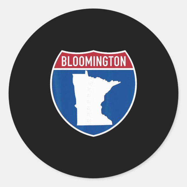 Bloomington Minnesota Map Highway Interstate Sign  Classic Round Sticker (Front)