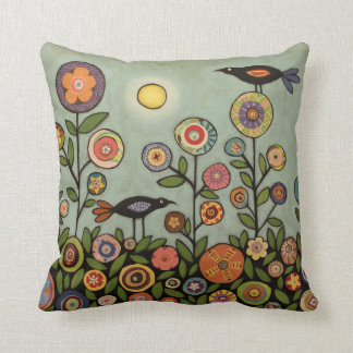 Blooms and Birds Throw Pillow in 3 Sizes