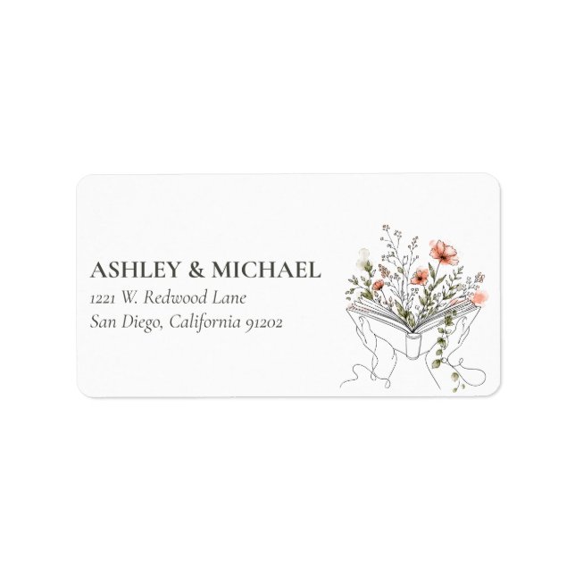 Blooms Book Botanical Line Art Label (Front)