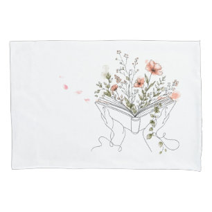 Blooms Book Botanical Line Art Pillowcase