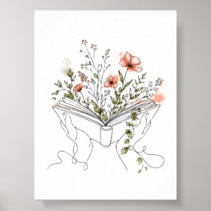 Blooms Book Botanical Line Art Posters